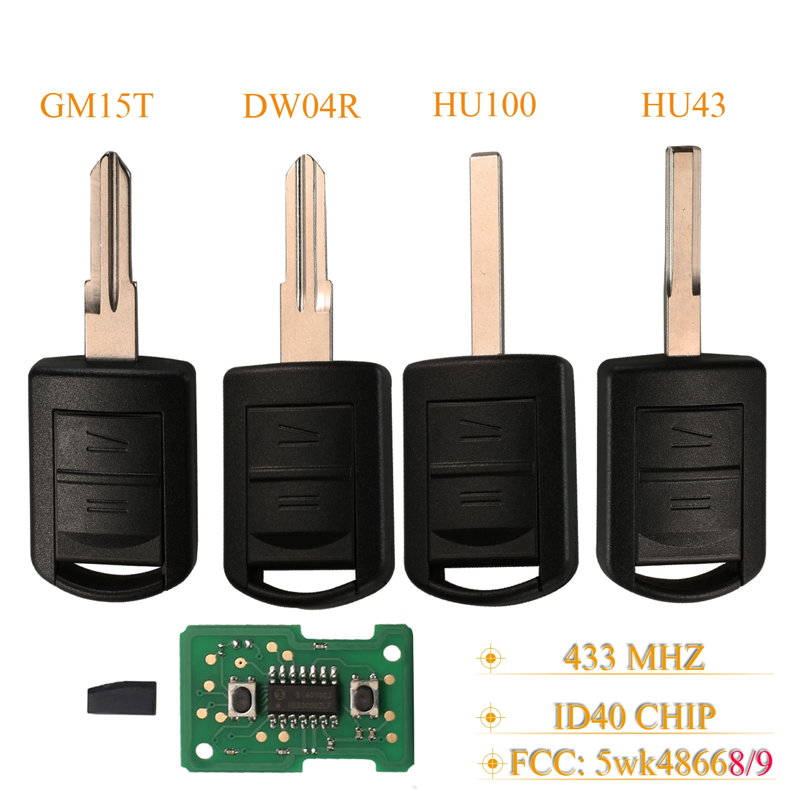 Jingyuqin 2 Pulsanti Telecomando Auto Portachiavi 433.9Mhz Id40 Chip Per Opel Vauxhall Corsa C Meriva Astra Combo Agila Chiavi Auto