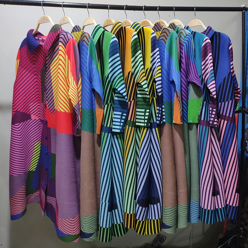 Женское плиссированное платье Miyake винтажный кардиган на пуговицах с длинным