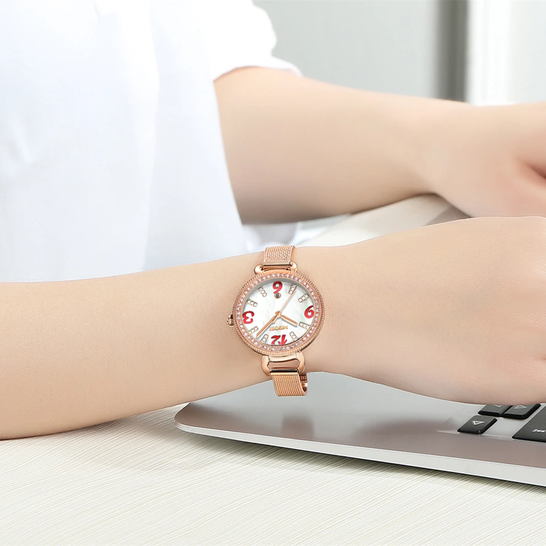 Часы наручные женские NIBOSI золотистые Кварцевые Спортивные брендовые люксовые