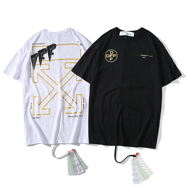 Европейская американская алфавитная стрела 19ss Off-White OW мужские/женские модные модели для влюбленных хлопковая Повседневная футболка с коротким рукавом и круглым вырезом