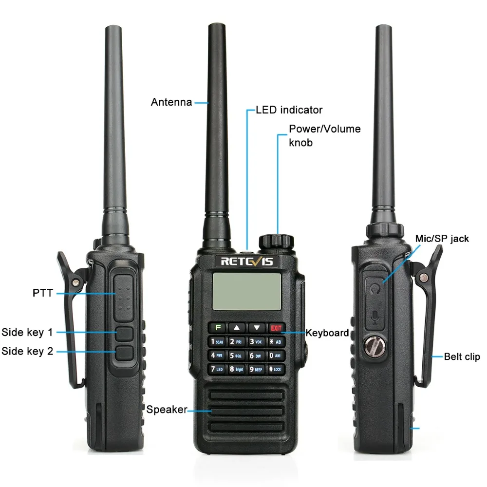 Водонепроницаемая Двухдиапазонная рация IP67 Retevis RT87 VHF UHF DTMF Любительская