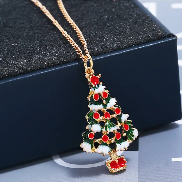 Necklace 1 пар/упак. серьги оптом рождественские украшения Рождественская елка кулон серьги для рождественских подарков - Цвет: Necklace