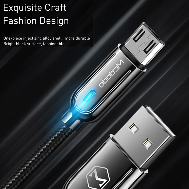 Mcdodo Micro USB кабель 3A Быстрая зарядка Авто disconque для samsung S7 Xiaomi планшет Android, телефон зарядное устройство автоматическое отключение шнур