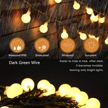 

Solar Light String Outdoor Small Light Bulb Holiday Birthday Party Round Ball Hanging Lamp Romantic Decorative Lights Home Decor