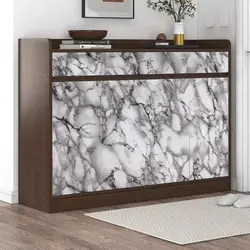 White and Black Marble Removable Countertops Film Self-Adhesive Wall Sticker Peel and Stick Vinyl Wallpaper Kitchen Shelf Liner