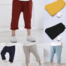 Новинка; Летние повседневные льняные плиссированные штаны-шаровары для маленьких мальчиков и девочек; 819