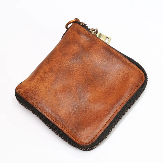 2021 100% Genuine Leather Wallet For Men Women Vintage Men's Short Zipper  Wallets Purse With Card Holder Coin Pocket Money Bag - AliExpress Luggage &  