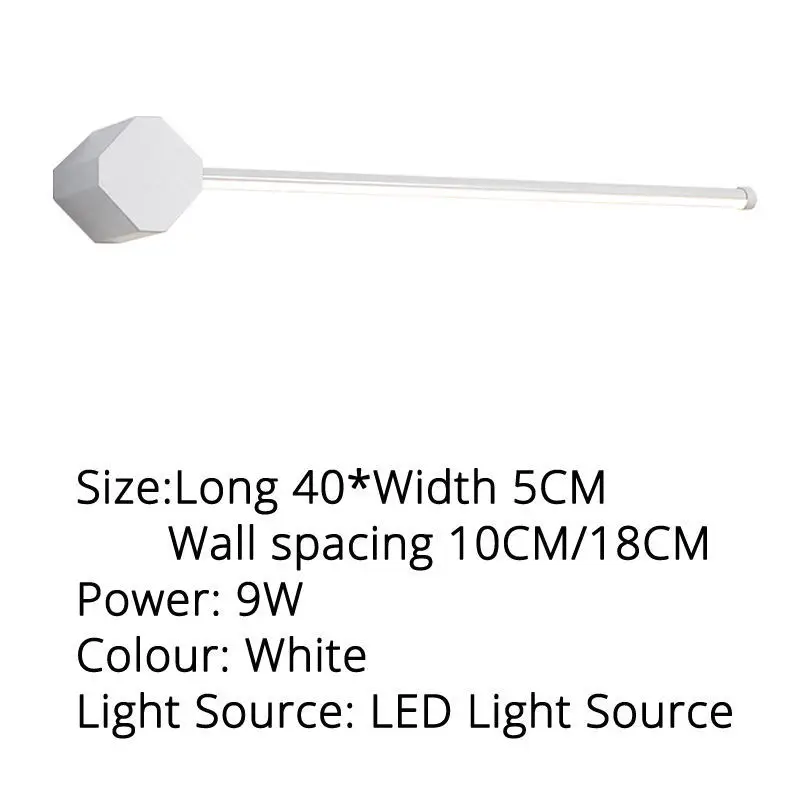 Современный светодиодный настенный светильник для ванной, зеркальные светильники, черно-белый цвет, для макияжа, туалетной комнаты, для помещений, водонепроницаемый светильник - Цвет абажура: White 40x5cm 9w
