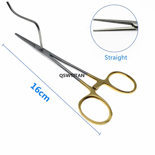 Cat Dog Animal Pet Sterilization Pliers Ligation Fixed Forceps Ovary Ligation Sterilization Pliers Veterinary Sterilization Tool 16cm  Straight-Gold