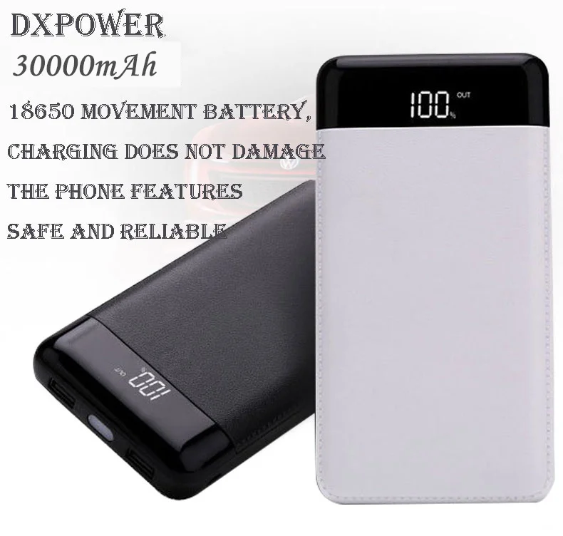 Для xiaomi mi 30000 мАч Внешний аккумулятор внешний аккумулятор 2 USB светодиодный внешний аккумулятор портативное зарядное устройство для мобильного телефона для iphone huawei