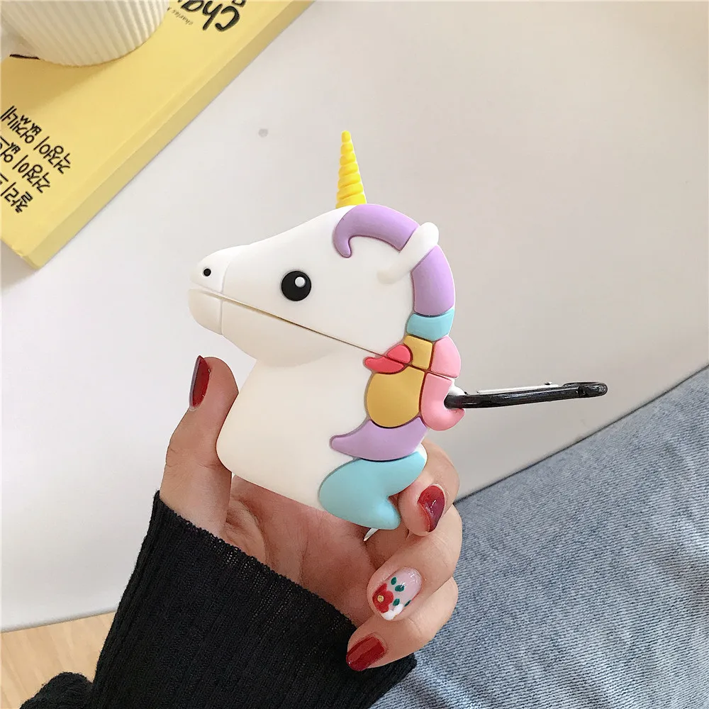 Силиконовый чехол My Little Pony для Airpods Apple милый единорог с радужной гривой мультяшный карабинный ключ звенья цепочки защитный чехол