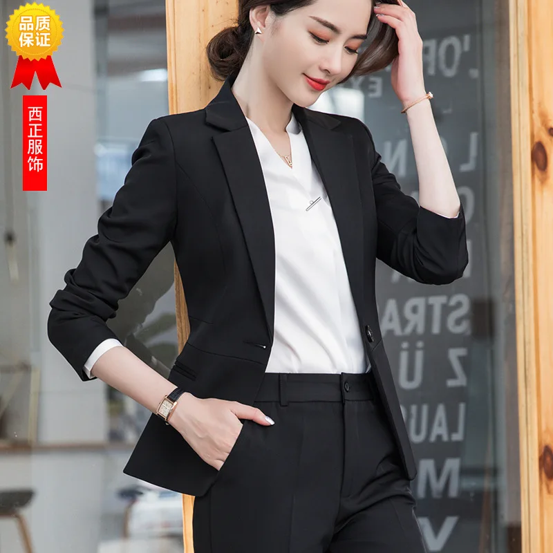 

Autumn And Winter Light Gray Black And White with Pattern Scissors Swallow Tail Hem Fashionable And Stylish Going to Work Interv