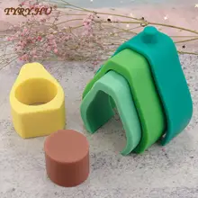 

TYRY.HU 1Set CartoonAvocado Building Block Silicone Teether Soft Building Blocks 3D Folding Educational Game Toys BPA Free