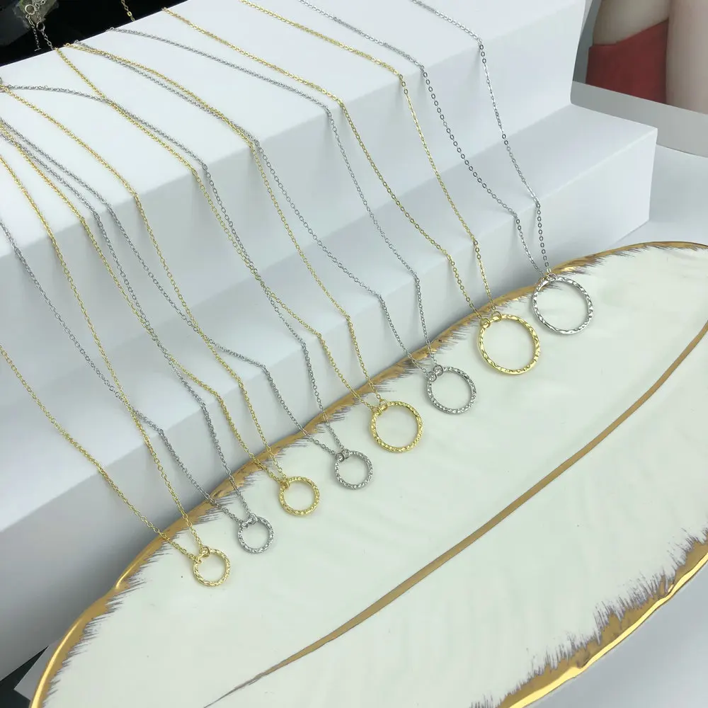 MOBUY 14K Gold Plated 925 Sterling Silver Necklace For Women Hammer Pattern Pendant Fine Jewelry Choker Chain Women's Jewellery - Image 5