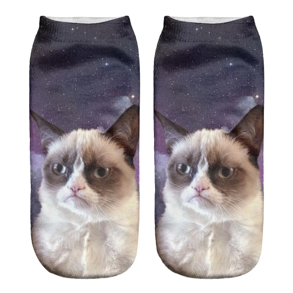

Grumpy Cat Popular Funny Unisex Short Socks 3D Cat Printed Anklet Socks Casual Socks