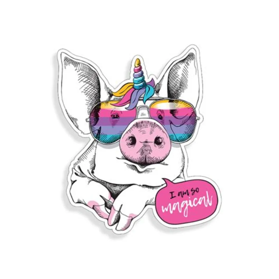 

Glasses pig unicorn rainbow sticker magic car cup notebook personality modification computer window bumper wall door decal
