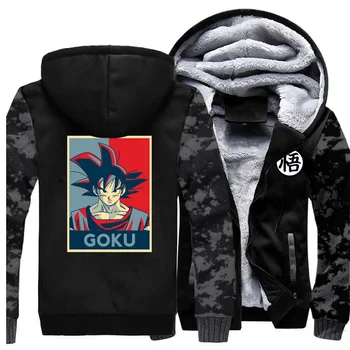 

Dragon ball Z Camouflage Thick Hoodies Men Winter Jacket Japanese Streetwear Anime DragonBall Z Hoodie Sweatshirt Warm Mens Coat