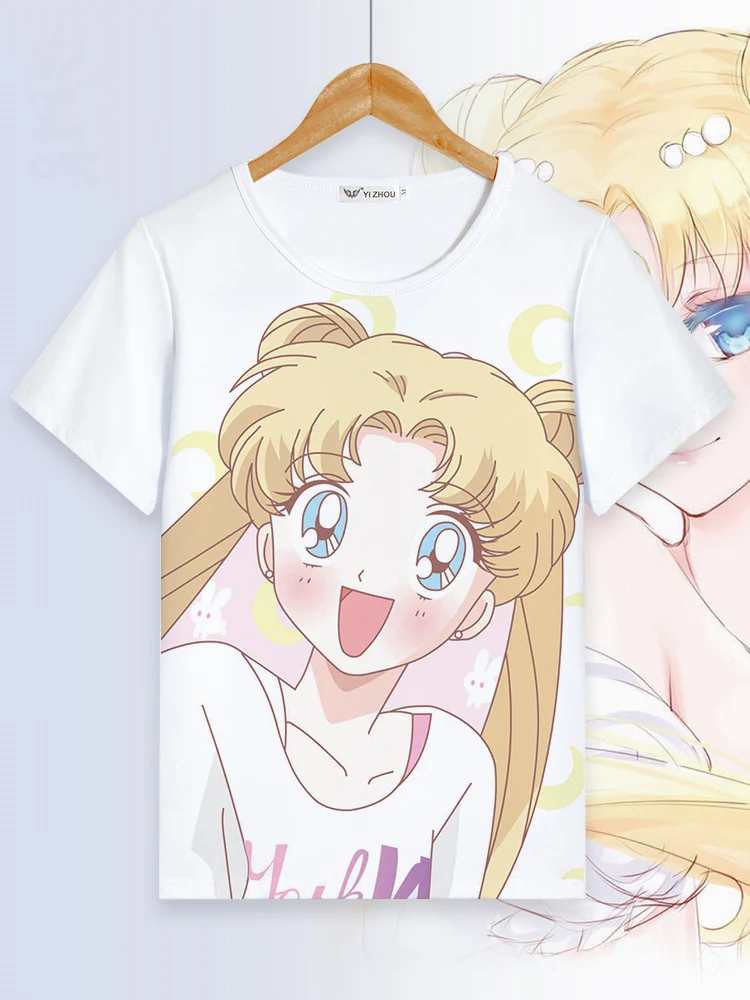 

Costumebuy Sailor Moon Cosplay T-shirt Unisex Girl Kids Costume TShirt Summer Short Sleeve O-neck Tops T Shirts Cartoon Top Tees