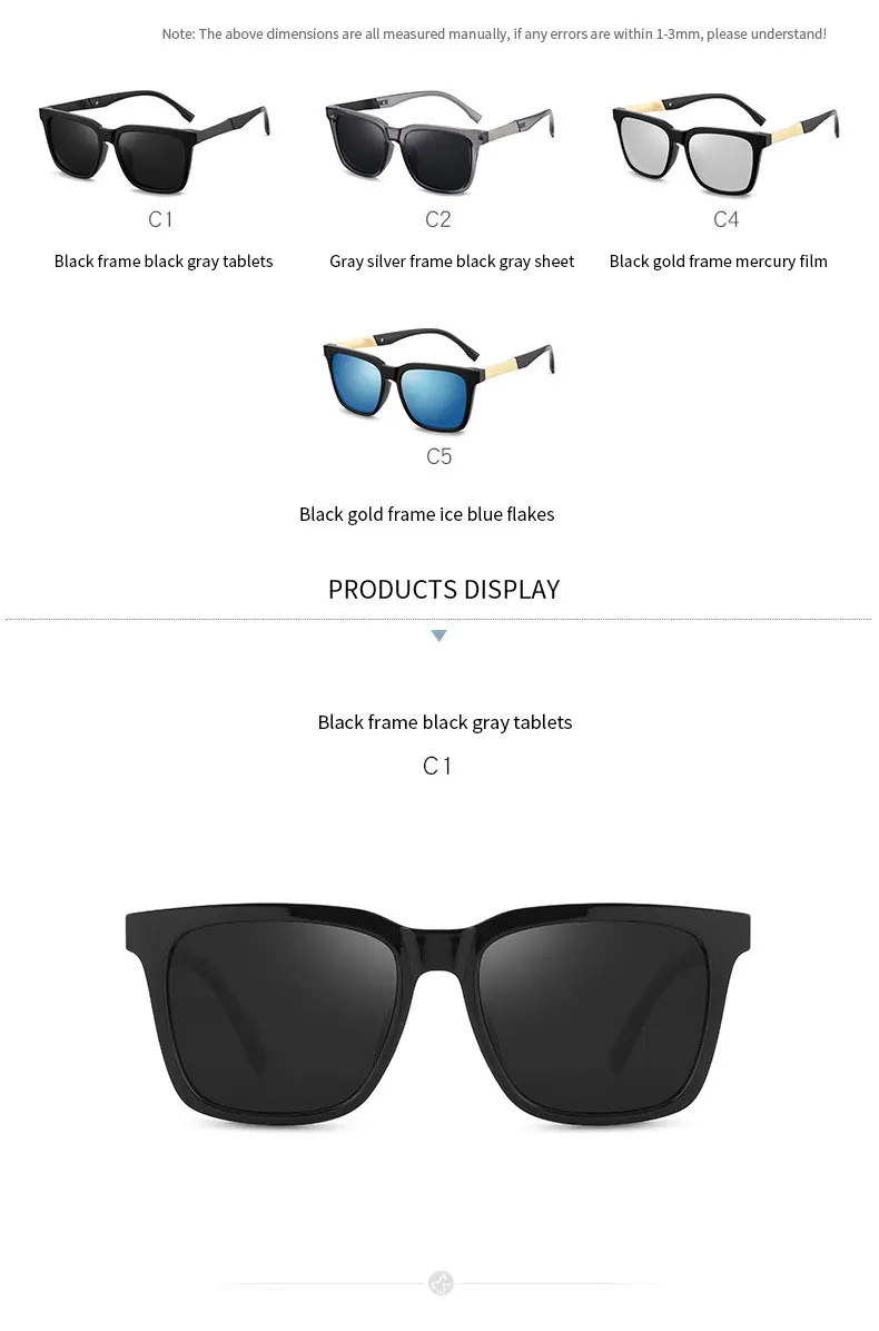 2020 Mens New Fashion Tide Sunglasses Polarized Driving Glasses Square UV400 Protection Eye Cycling Travelling