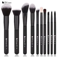 

DUcare 10Pcs Professional Makeup Brush Set Synthetic Goat Hair Powder Foundation Eyeshadow Eyeliner Black Make Up Brushes Tools