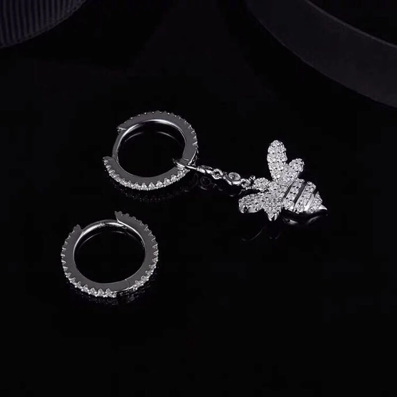 Женские асимметричные серьги каффы из серебра 925 пробы с фианитом|silver stud