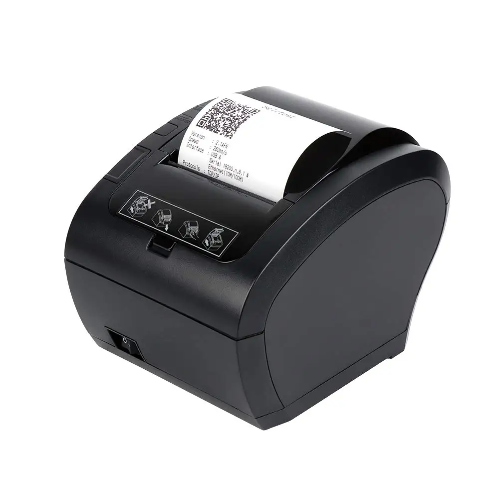 80 мм Термальный чековый POS принтер черный принтер с автоматическим резаком Bluetooth Ethernet USB порт Поддержка денежный ящик ESC/POS