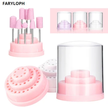 

New 48Holes Nail Drill Bits Stand Holder Box Display Storage Container Tool With Cover Grinding Head Display Case Manicure Tool