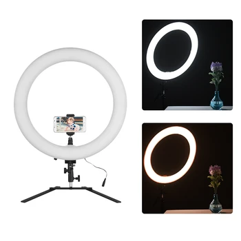 

18inch LED Ring Light 5600K 60W Dimmable Camera Photo Video Lighting Kit with Tabletop Stand/ Phone Clamp/ Ball Head Ring Light