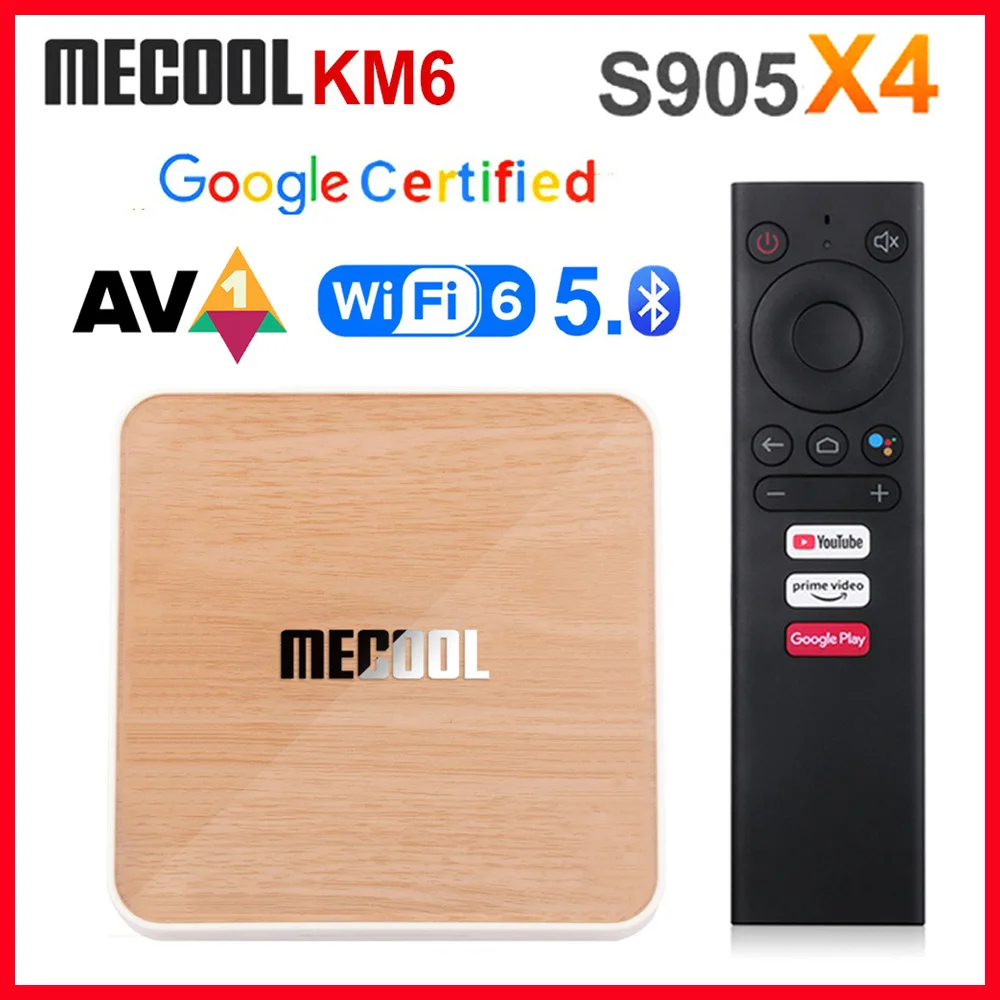 Mecool KM6 Deluxe ТВ Amlogic S905X4 Смарт Android 10 0 коробка 4 Гб Оперативная память 64 Встроенная 2