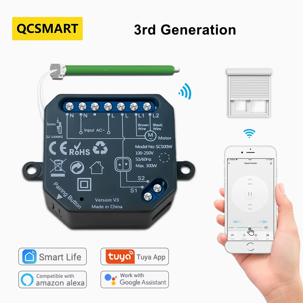 Módulo de relé de interruptor de cortina WiFi inteligente LoraTap Tuya para  persianas enrollables para persianas Google Home Alexa Control de voz nueva  versión