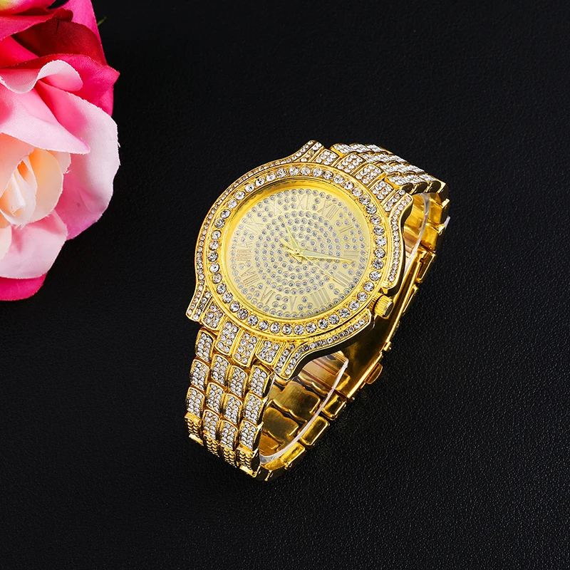 Часы в стиле хип-хоп для мужчин s Iced Out Роскошные Кварцевые наручные часы с микро-проложить CZ сплав часы для женщин мужчин ювелирные изделия