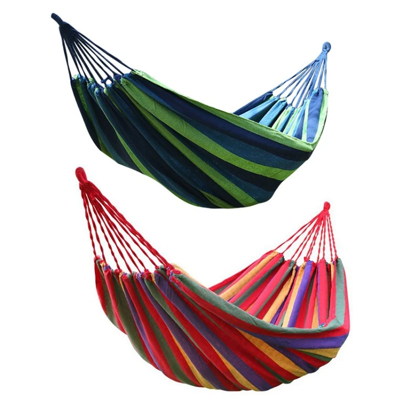 

Hot Sale Rainbow Outdoor Leisure Double collapsible canvas Hammocks Ultralight Camping rope Storage Bag outdoor camping tool