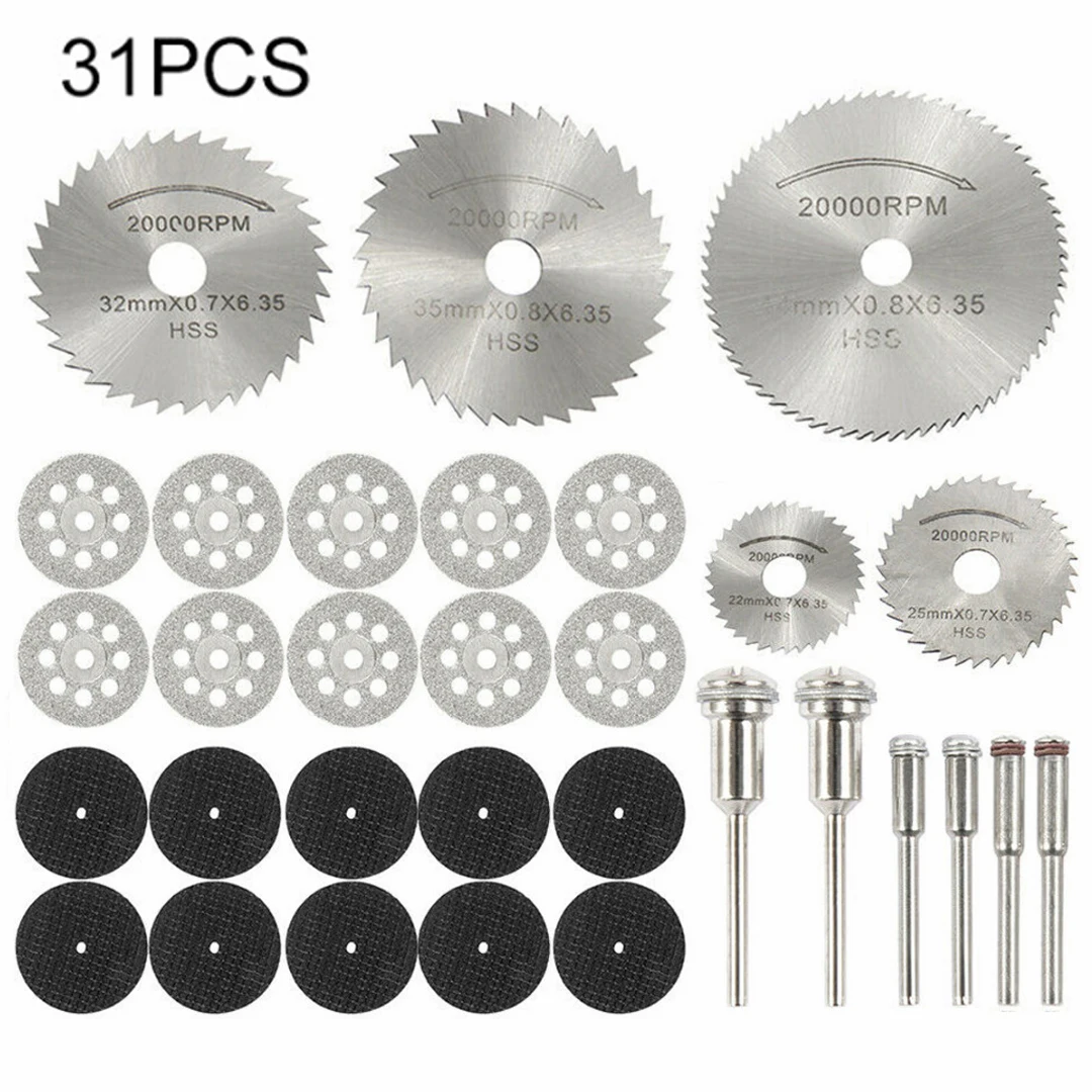 

New 31Pcs Diamond Cutting Disc Diamond Resin Cutting Disc Saw Blade Grinding Wheel Set For Rotary Tool Power Tools