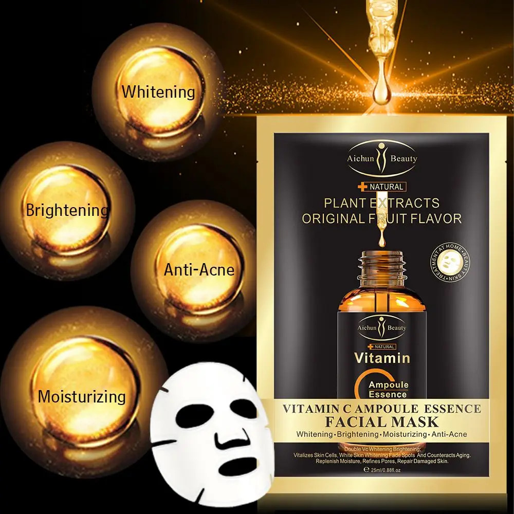

10 Pieces Vitamin C Ampoule Essence Face Mask Whitening Moisturizing Brightening Anti-wrinkle Smoothing Skin Care Facial Mask