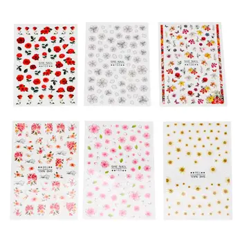 

6 Sheets Nail Patch Nail Wraps Nail Art Flower Decals Nail Patch Sticker Manicure Tool DIY Accessories for Ladies