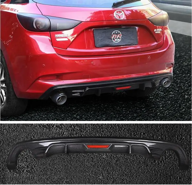 

ABS Carbon fiber Rear Bumper Lip Spoiler Diffuser Cover For MAZDA 3 M3 Axela Hatchback 2017 2018 2019