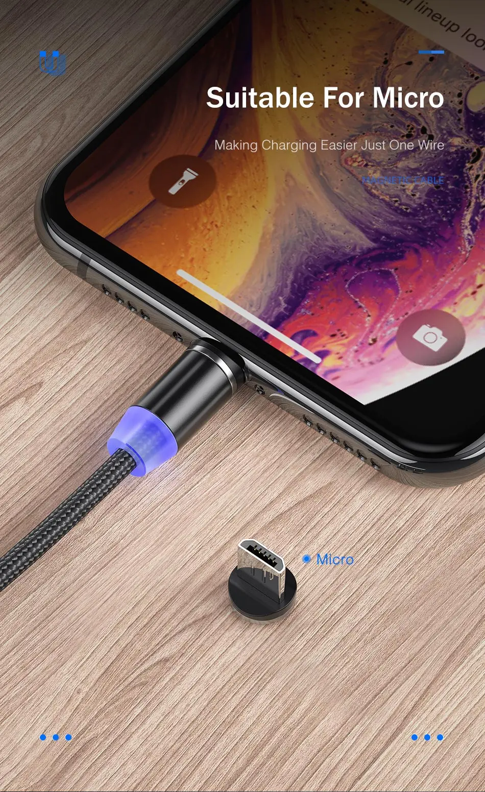 YKZ Магнитный кабель Micro USB кабель для Xiaomi redmi samsung s7 360 A быстрое зарядное устройство кабель для зарядки градусов шнуры кабель microusb