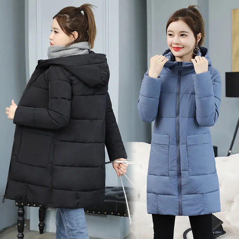 

Cotton Coat Women's Mid-length 2019 New Style Hooded Loose And Plus-sized Cotton-padded Jacket Versatile Winter Coat Thick Cotto