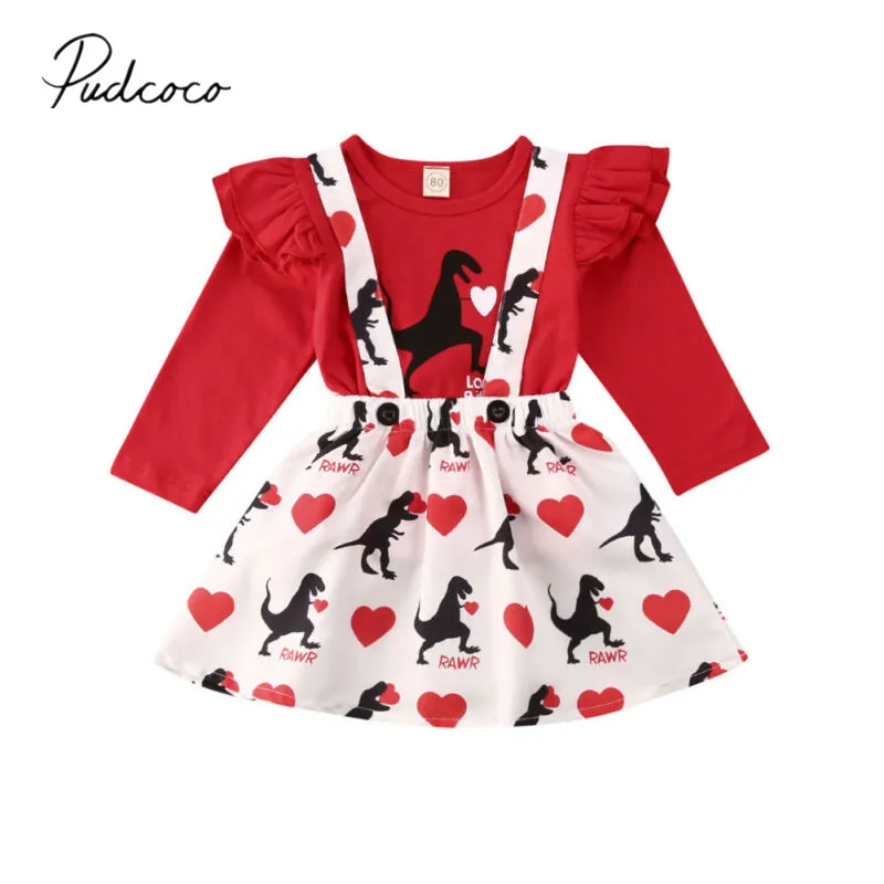 Детская одежда весна осень 2020 для девочек на День святого Валентина рубашки с