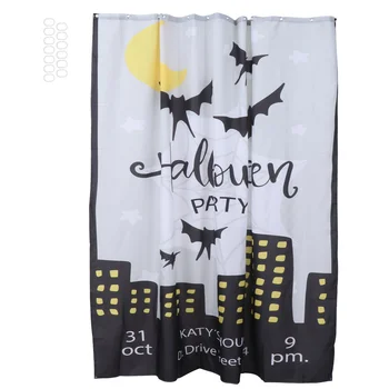 

1 Pc Dacron Printing Curtain Waterproof Halloween Theme Curtain (Orange Purple)
