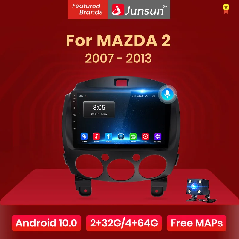 Мультимедийная магнитола Junsun V1 для MAZDA стерео система на Android 10 2 Гб ОЗУ 32 ПЗУ с GPS
