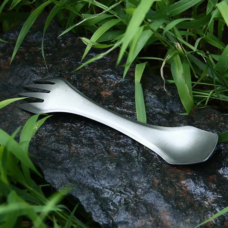 MeterMall Outdoor Camping 3in1 Spoon Fork Set Metal Portable Picnic Tableware Outdoor Camping Picnic Gadget Tool