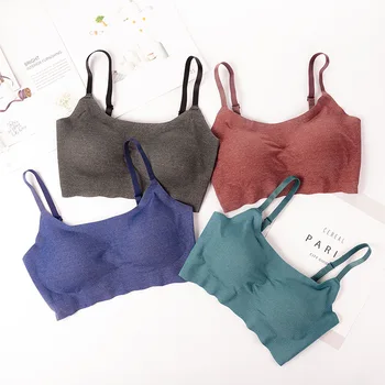 

New Style Japanese-style Simple Sports Sleep Bra Yoga Shock-resistant Comfortable Push up Non-Steel Ring Vest Style GIRL'S Under