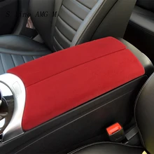 Panel de gamuza para Reposabrazos de coche Mercedes Benz clase C W205 GLC X253, cubierta de consola central, pegatinas, accesorios de embellecedor