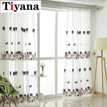 

Cute Flower Design Sheer Curtains For Kids Girls Living Room Tulle Window Drapes for Kitchen Balcony nursery Decor Panel P439Y