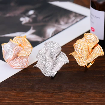 

GODKI Luxury Big Flowers Statement Finger Rings for Women Wedding Cubic Zircon CZ African Bridal Dubai Chic Rings Jewelry 2019