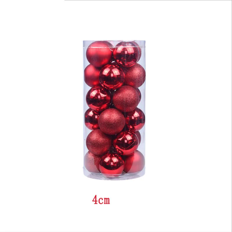 4CM 24 шт. Рождественский бал 3/4 см елка украшения Рождественская игрушка вечерние подвесных шаров для занавесок украшения Рождественские украшения для дерева - Цвет: 4CM