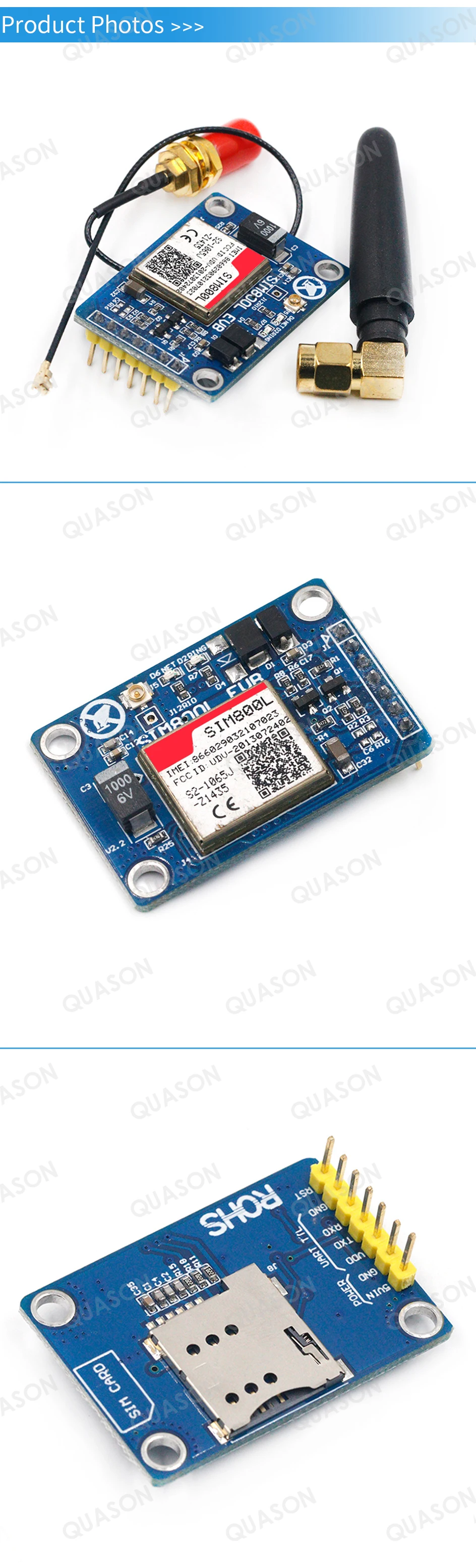 Módulo sim800l gprs gsm para arduino, placa com antena pcb e banda quad