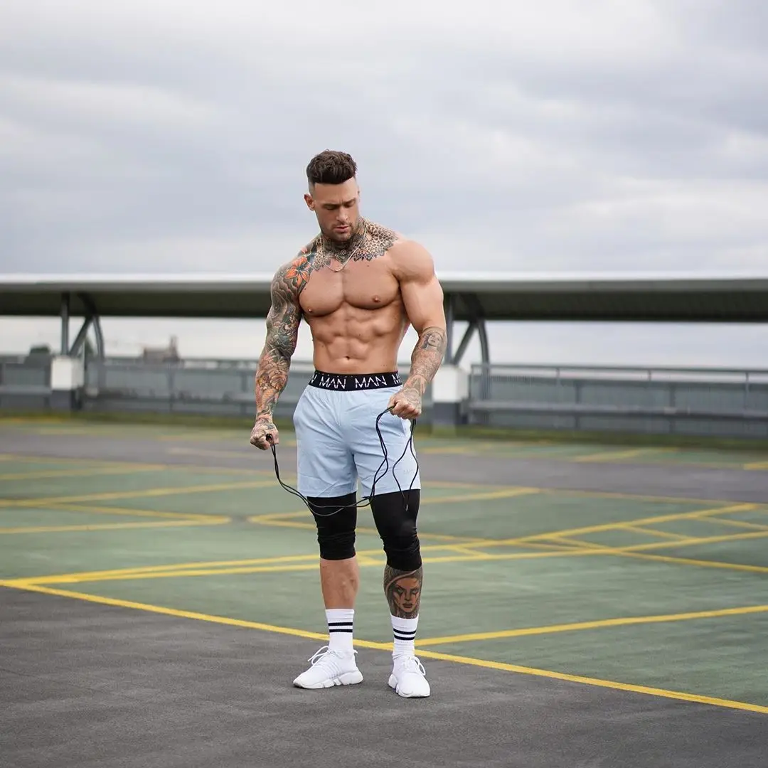 

New Men chinlon Fitness Bodybuilding Shorts Man Summer Gym Workout Male Breathable Quick Dry Sportswear Jogger Beach Short Pants