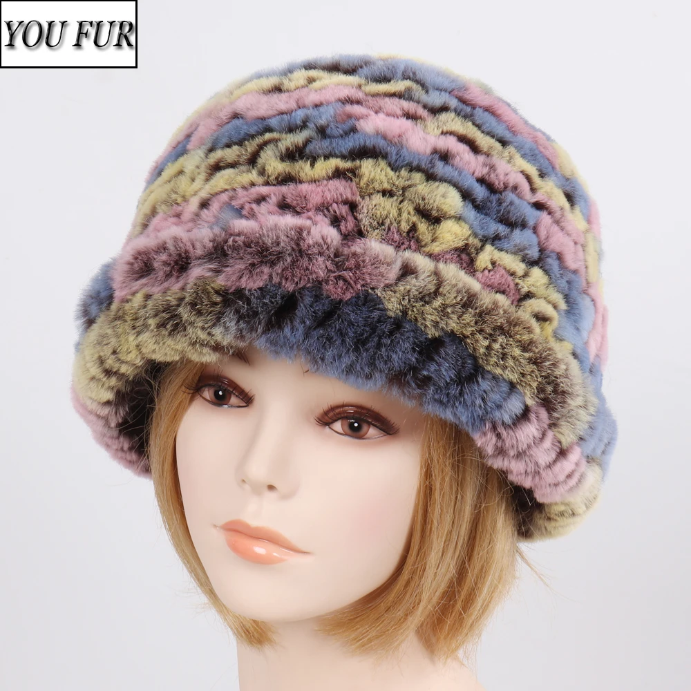 

Новинка 2023, стильная женская Подлинная искусственная Женская трикотажная женская зимняя теплая шапка из настоящего натурального меха